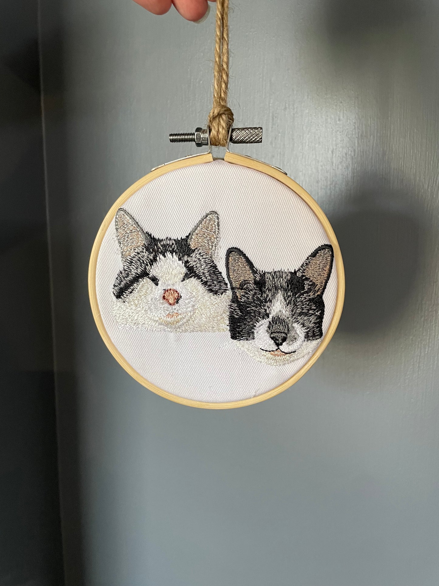 Custom Pet Portrait Embroidery Hoop Ornament