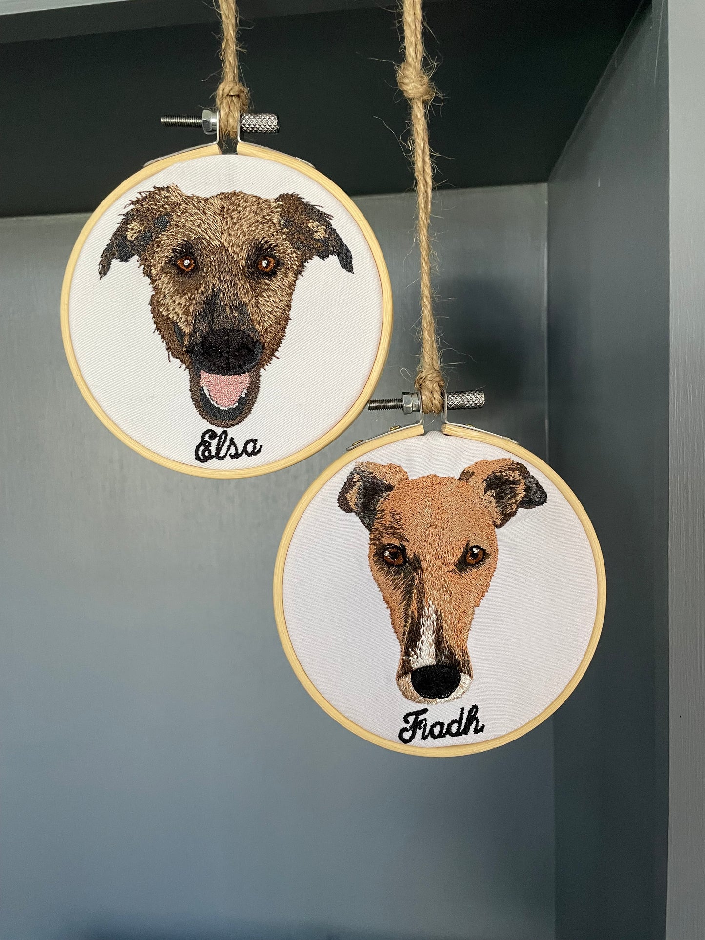 Custom Pet Portrait Embroidery Hoop Ornament