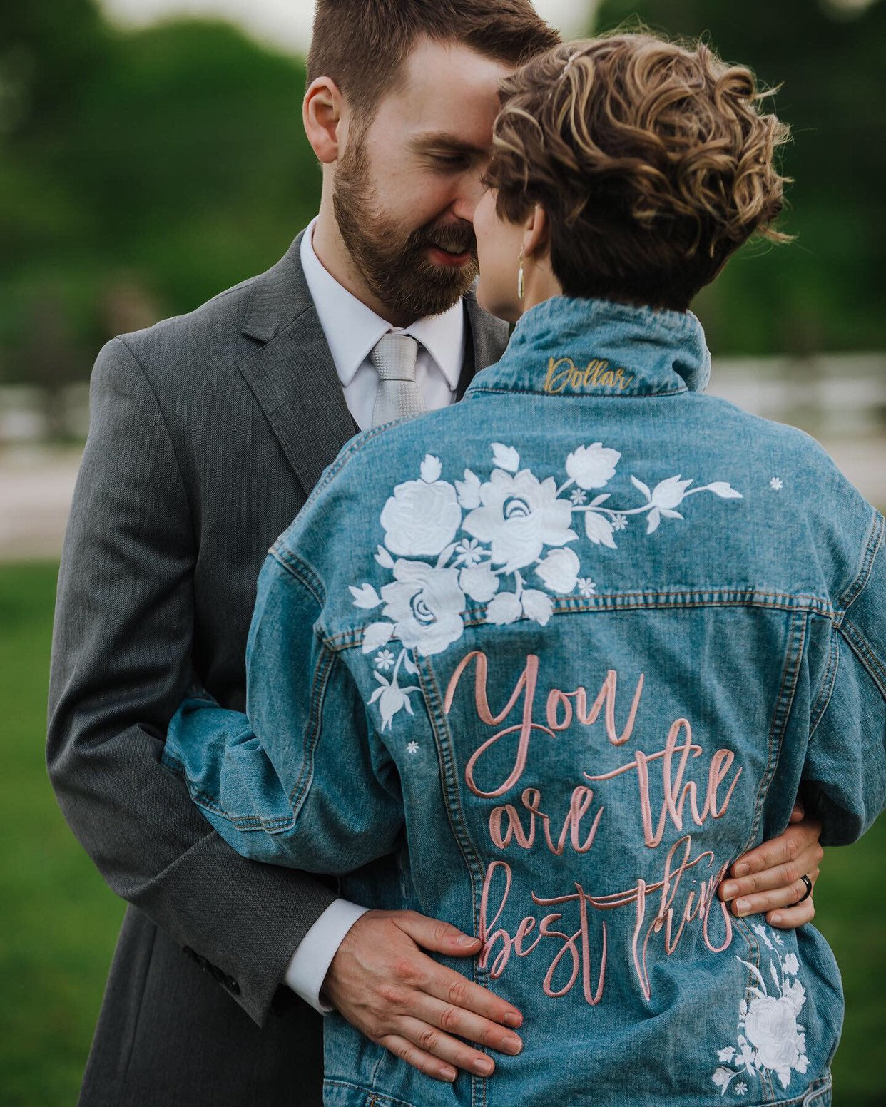 Custom White Floral Women's Relaxed Fit Denim Jacket