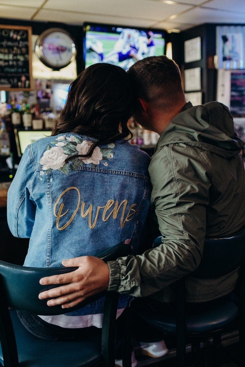 Custom Ivory Peony Floral Women's Relaxed Fit Denim Jacket