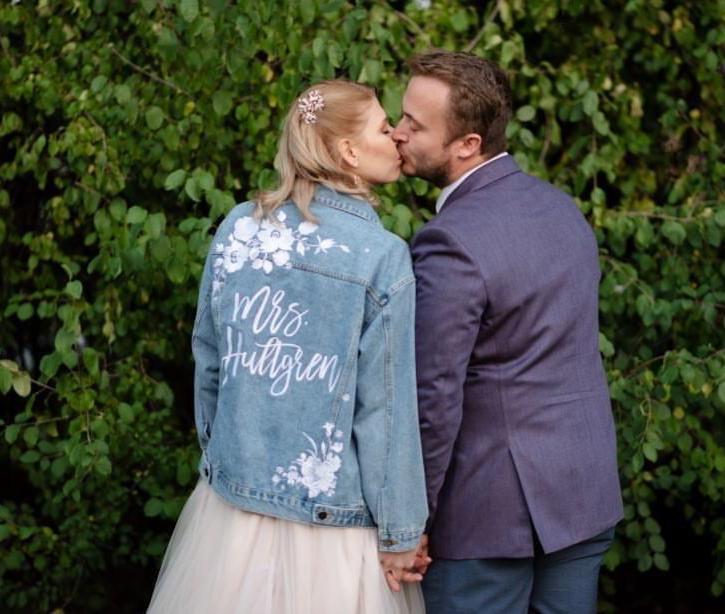 Custom White Floral Women's Relaxed Fit Denim Jacket