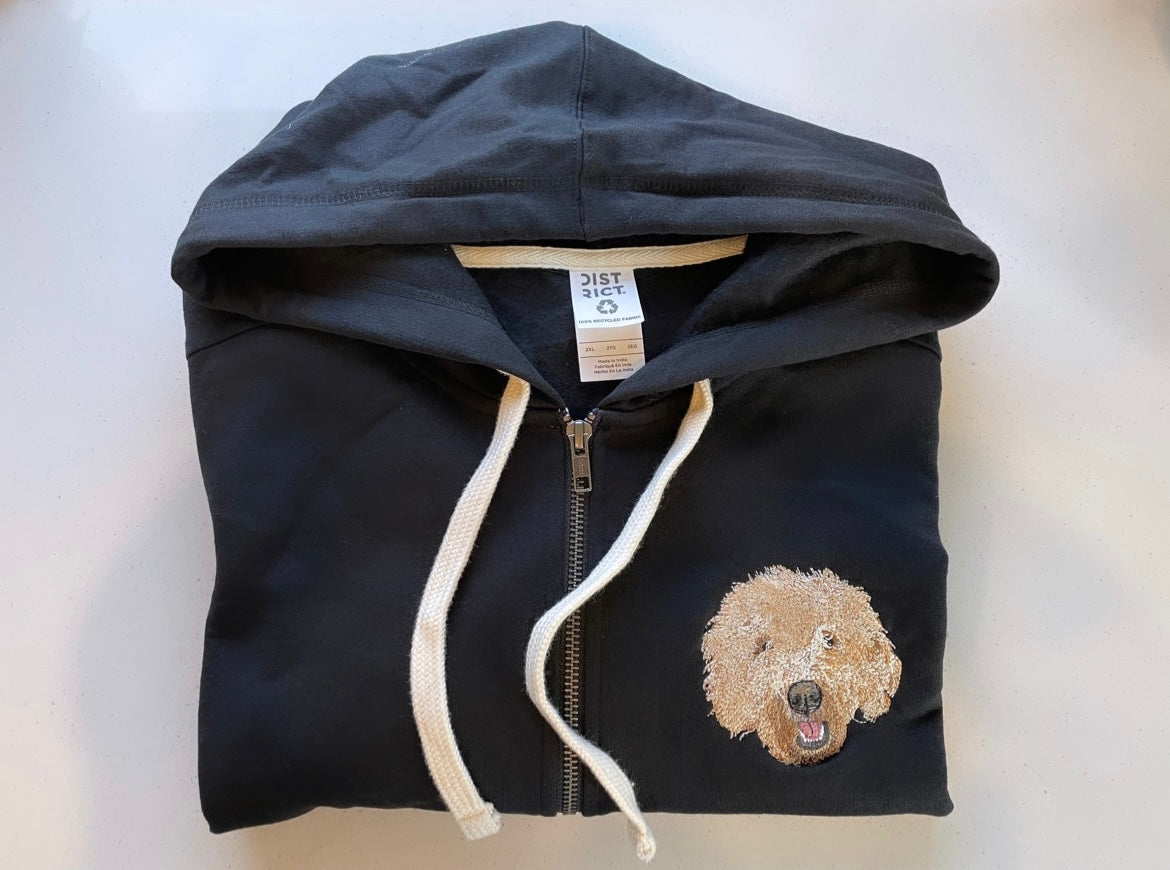 Custom Pet on Zip Up Hooded Sweatshirt