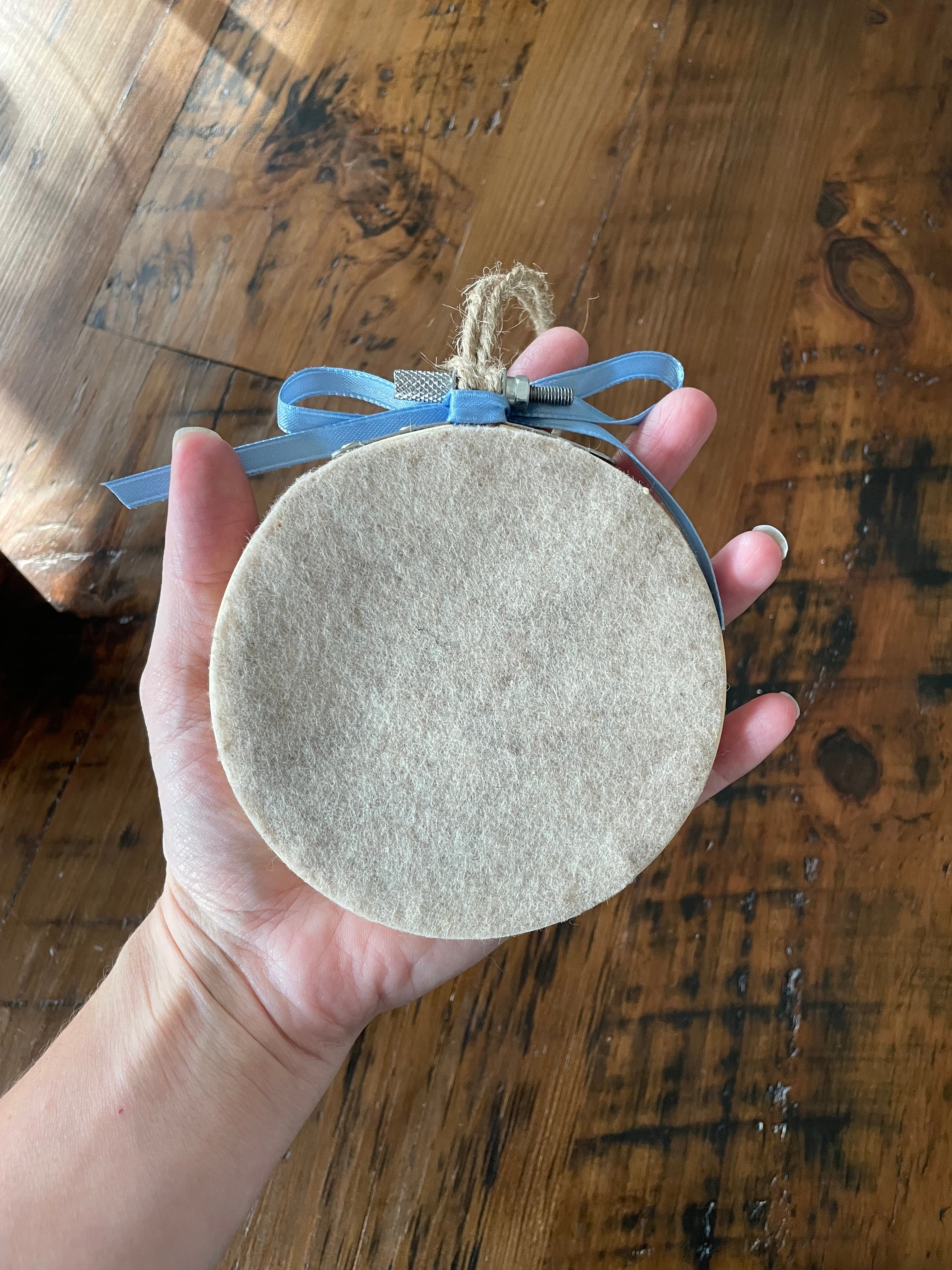 Custom Embroidered Baby Side Profile Embroidery Hoop Ornament