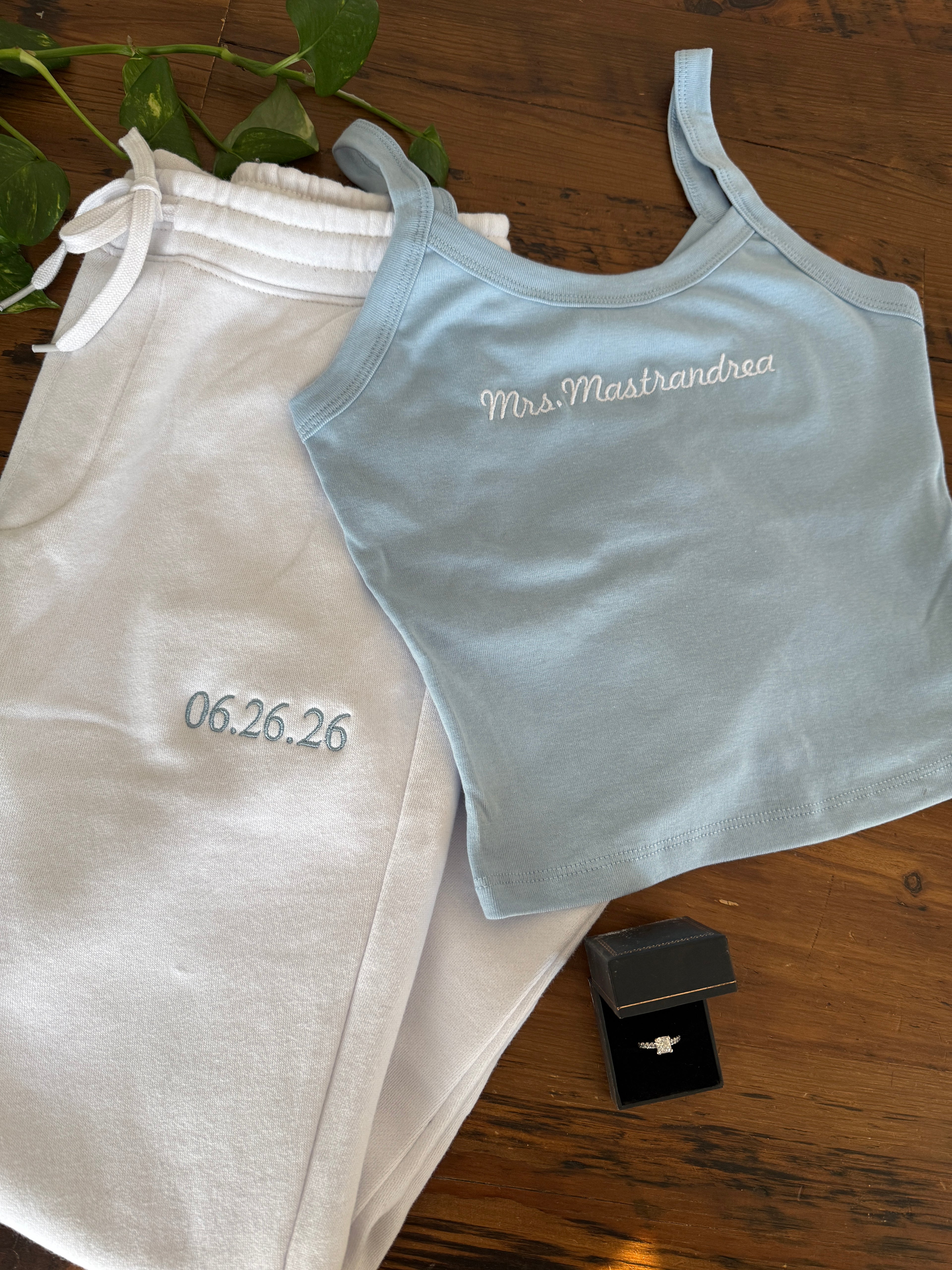Custom Embroidered Women’s Mrs. Tank and Sweatpants Set