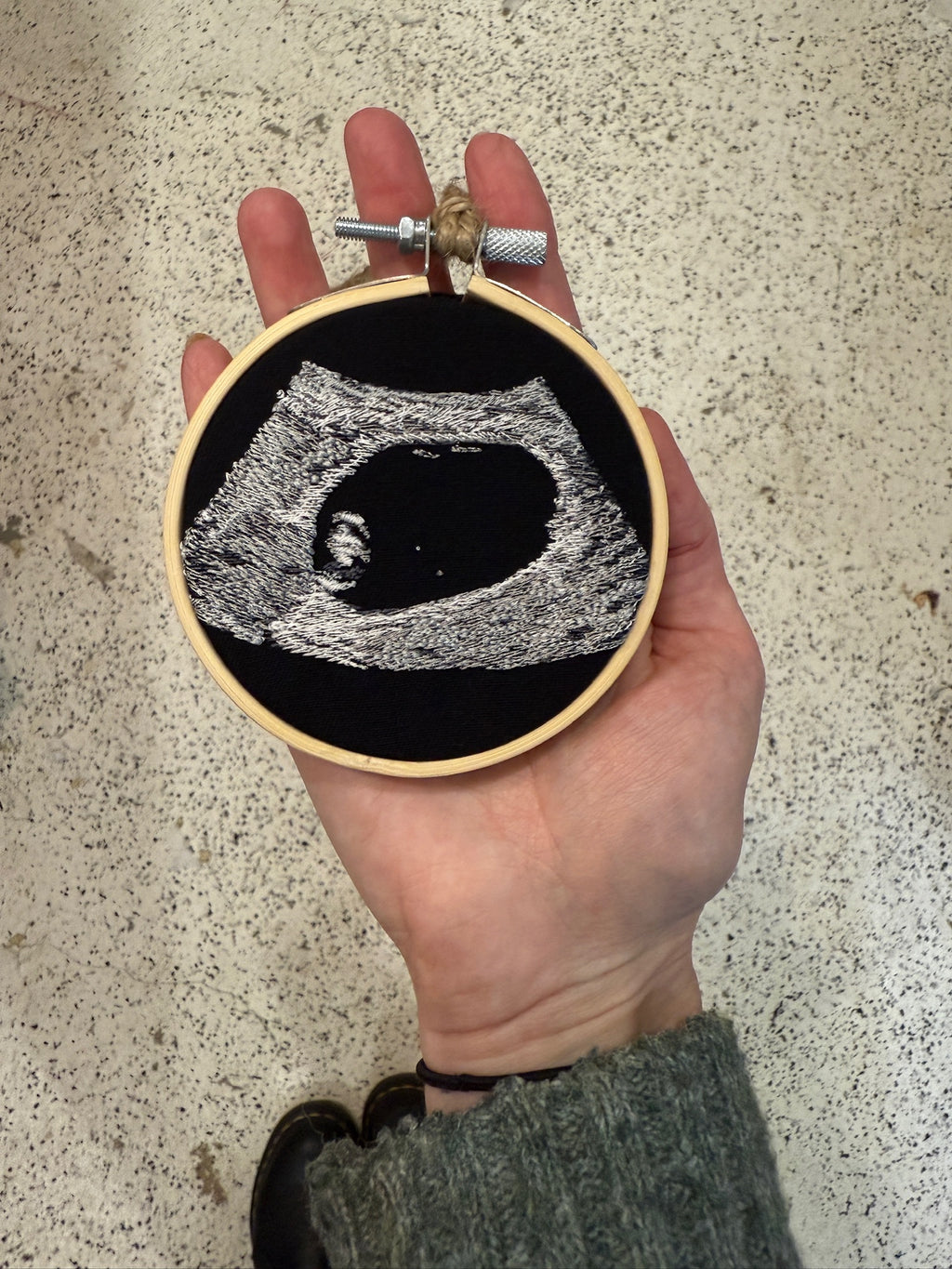 Custom Embroidered Sonogram Hoop Art
