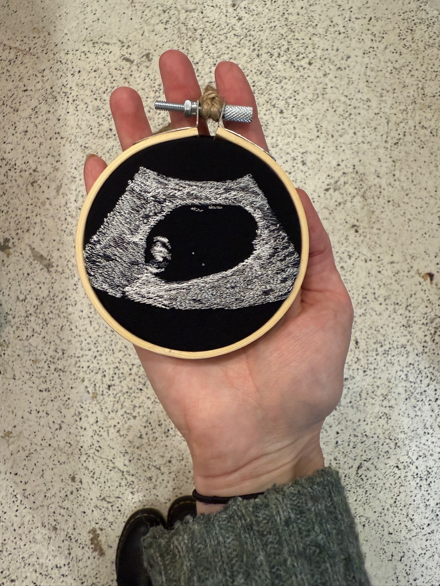 Custom Embroidered Sonogram Hoop Art
