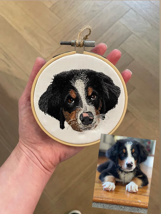 Custom Pet Portrait Embroidery Hoop Ornament