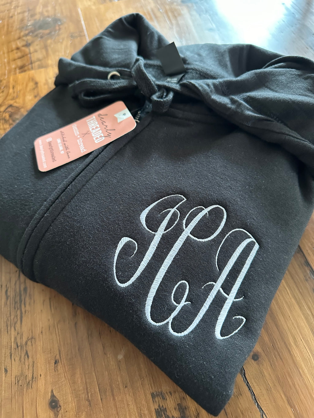 Custom Three Letter Embroidered Monogram Unisex Zip Up Sweatshirt