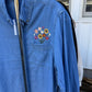 Embroidered Bouquet Pocket Unisex Denim Shacket Shirt Jacket Chambray
