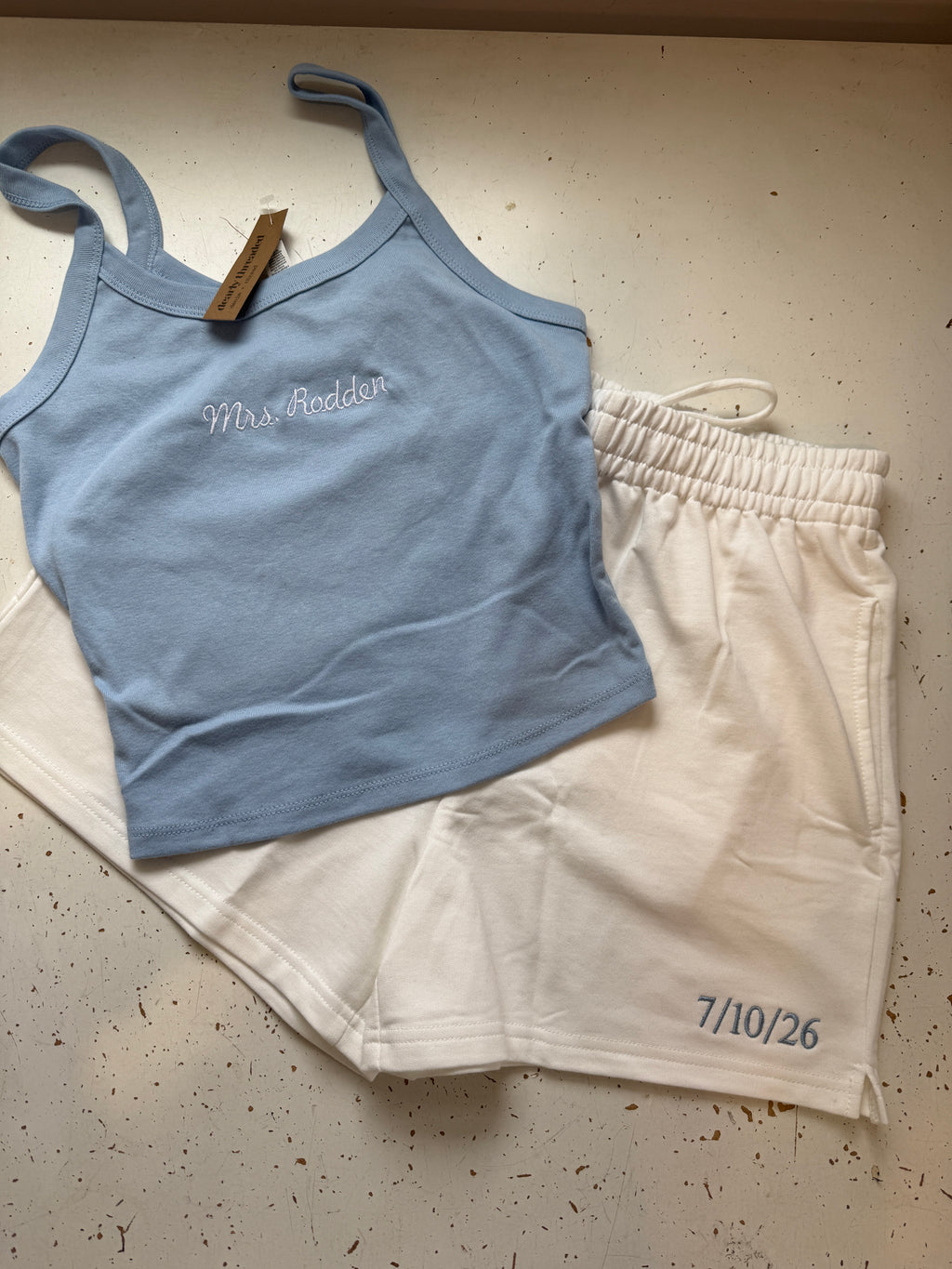 Custom Embroidered Women’s Mrs. Tank and Short Set
