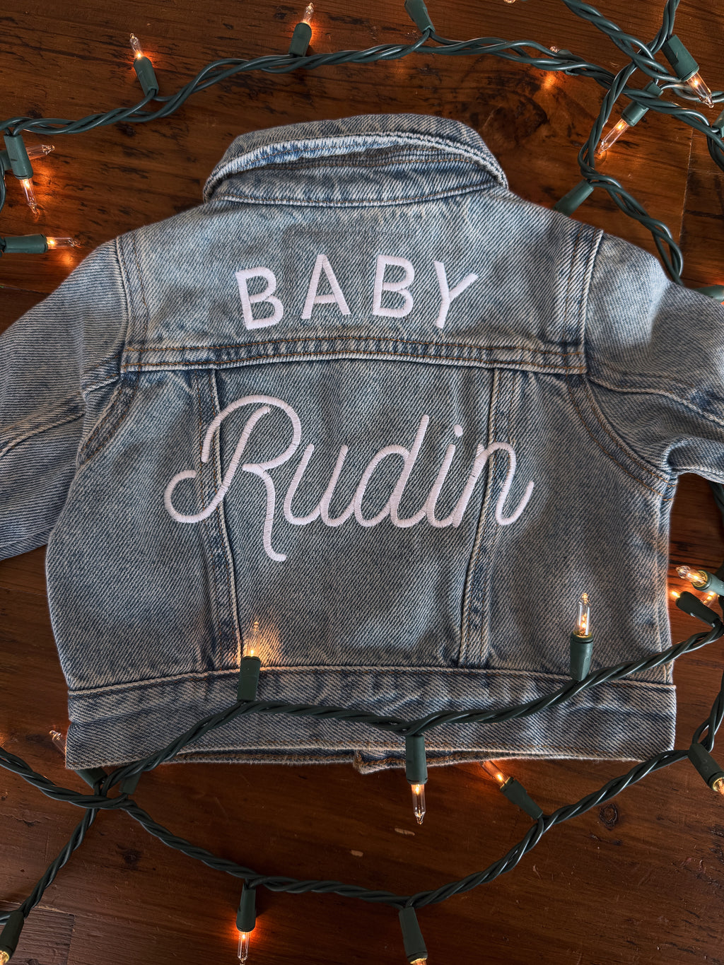 Custom Embroidered Baby Name Denim Jacket