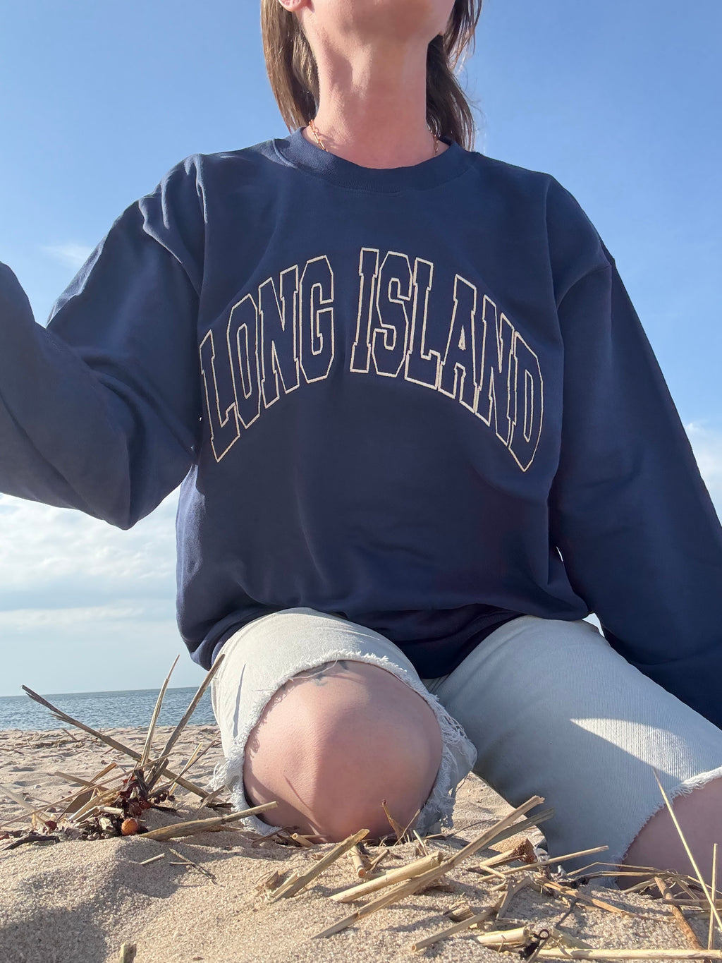Unisex Long Island Navy Blue Crewneck
