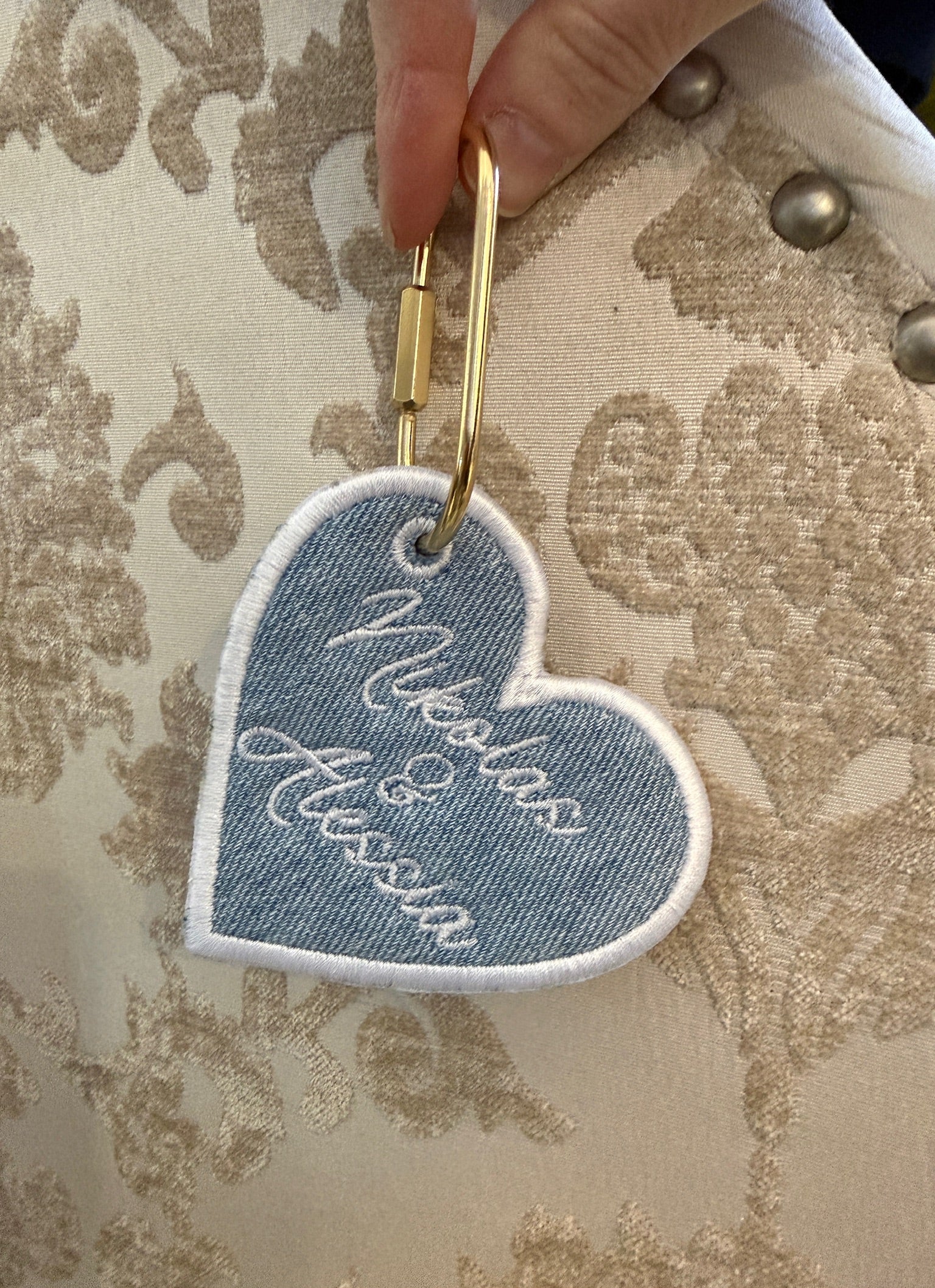 Custom Embroidered Denim Keychain