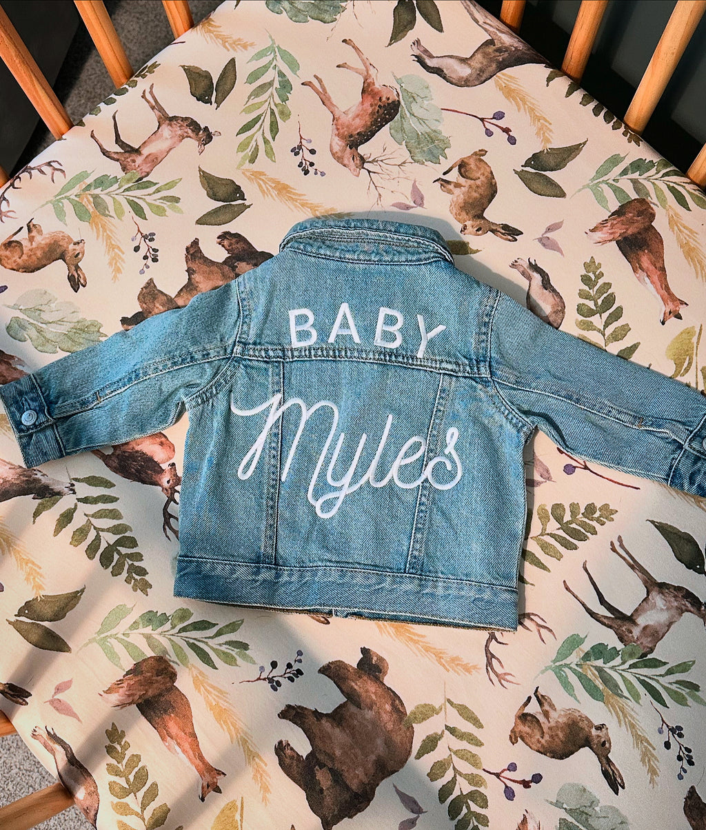 Custom Embroidered Baby Name Denim Jacket