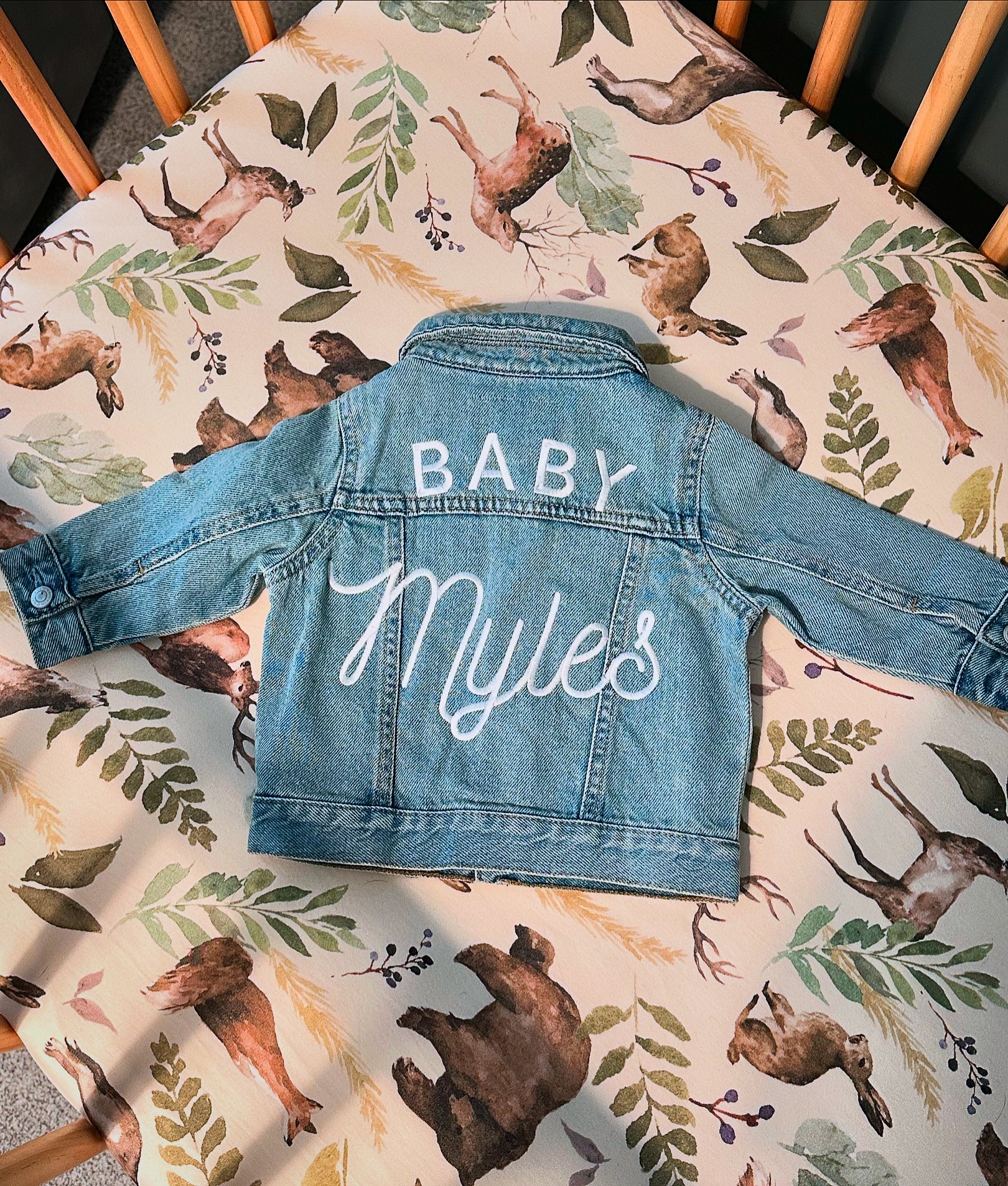 Custom Embroidered Baby Name Denim Jacket