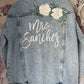 Custom Ivory Roses with Leafy Greenery Women's Relaxed Fit Denim Jacket