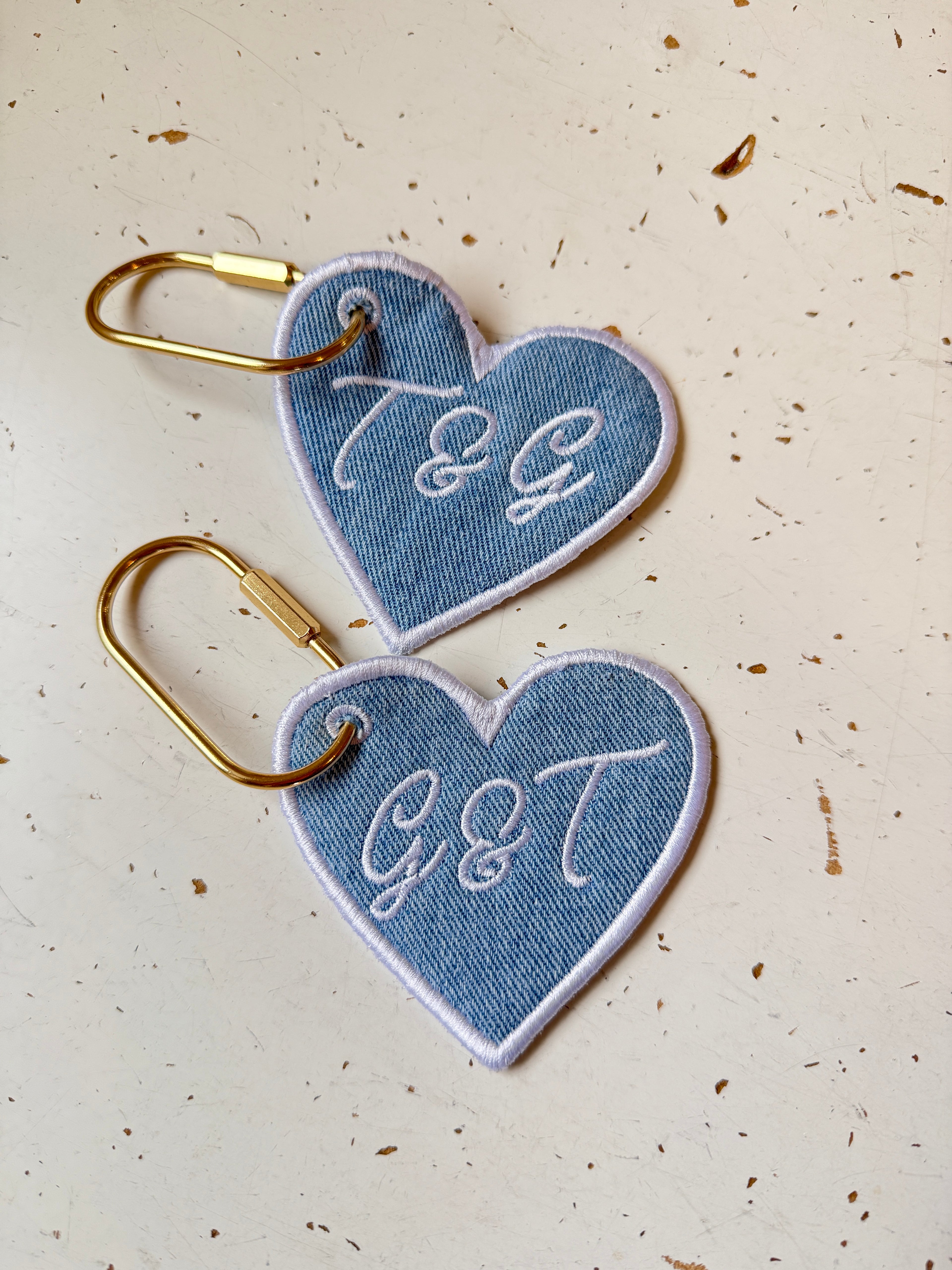 Custom Embroidered Denim Keychain