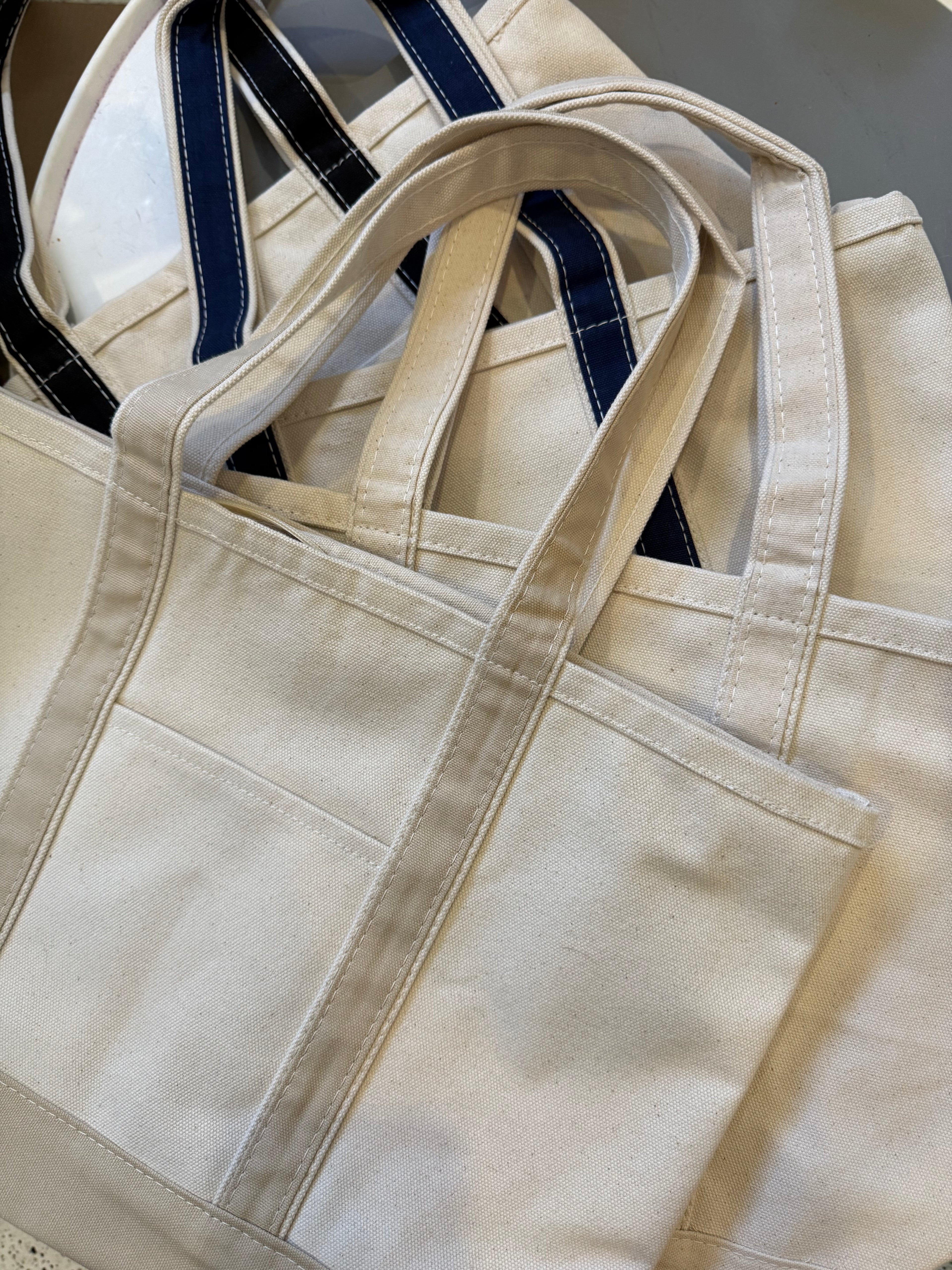 CUSTOM Embroidered 18oz Medium or XL Structured Natural Tote Bag Choose Your Icons & Text