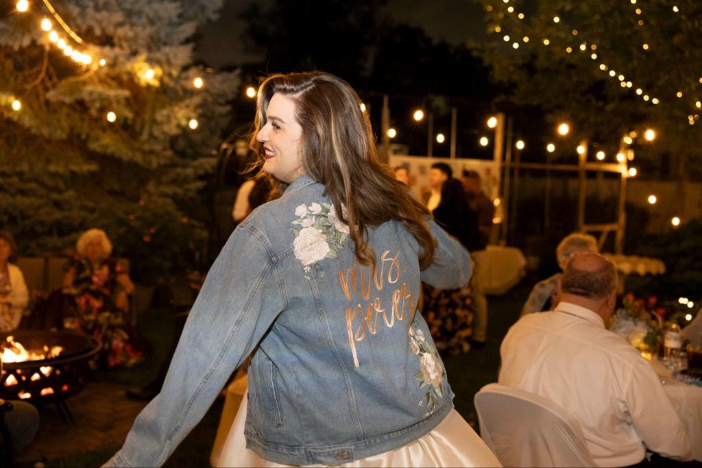Custom Ivory Peony Floral Women's Relaxed Fit Denim Jacket