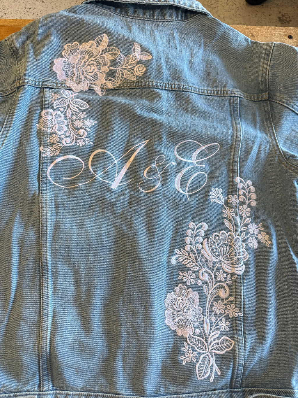 Embroidered White Lace Women’s Relaxed Fit Denim Jacket