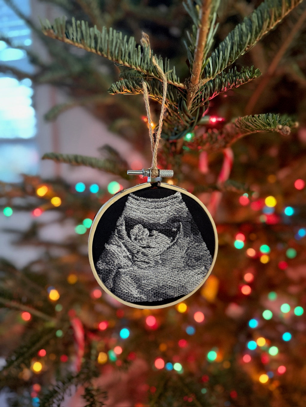 Custom Embroidered Sonogram Hoop Art