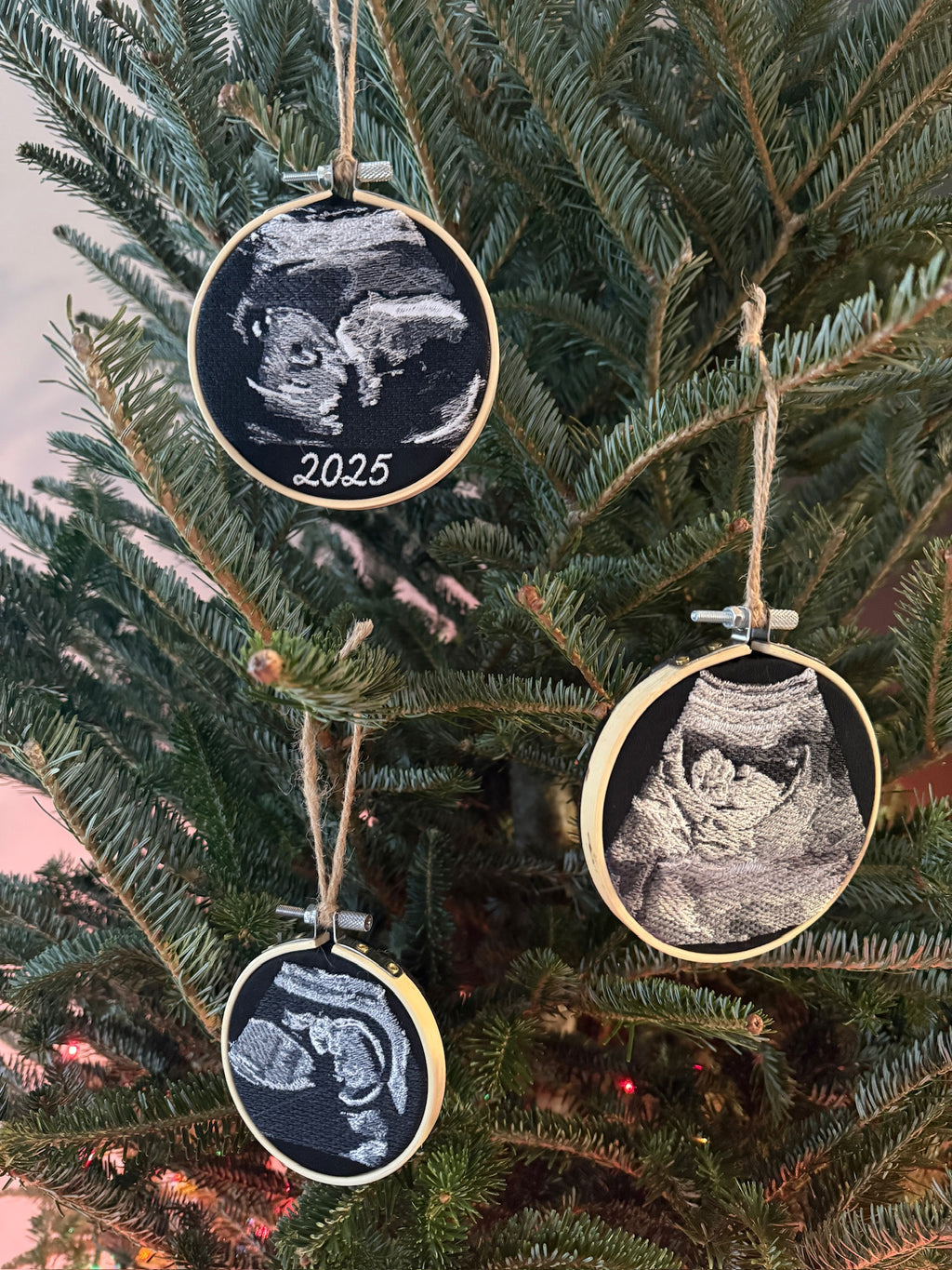 Custom Embroidered Sonogram Hoop Art