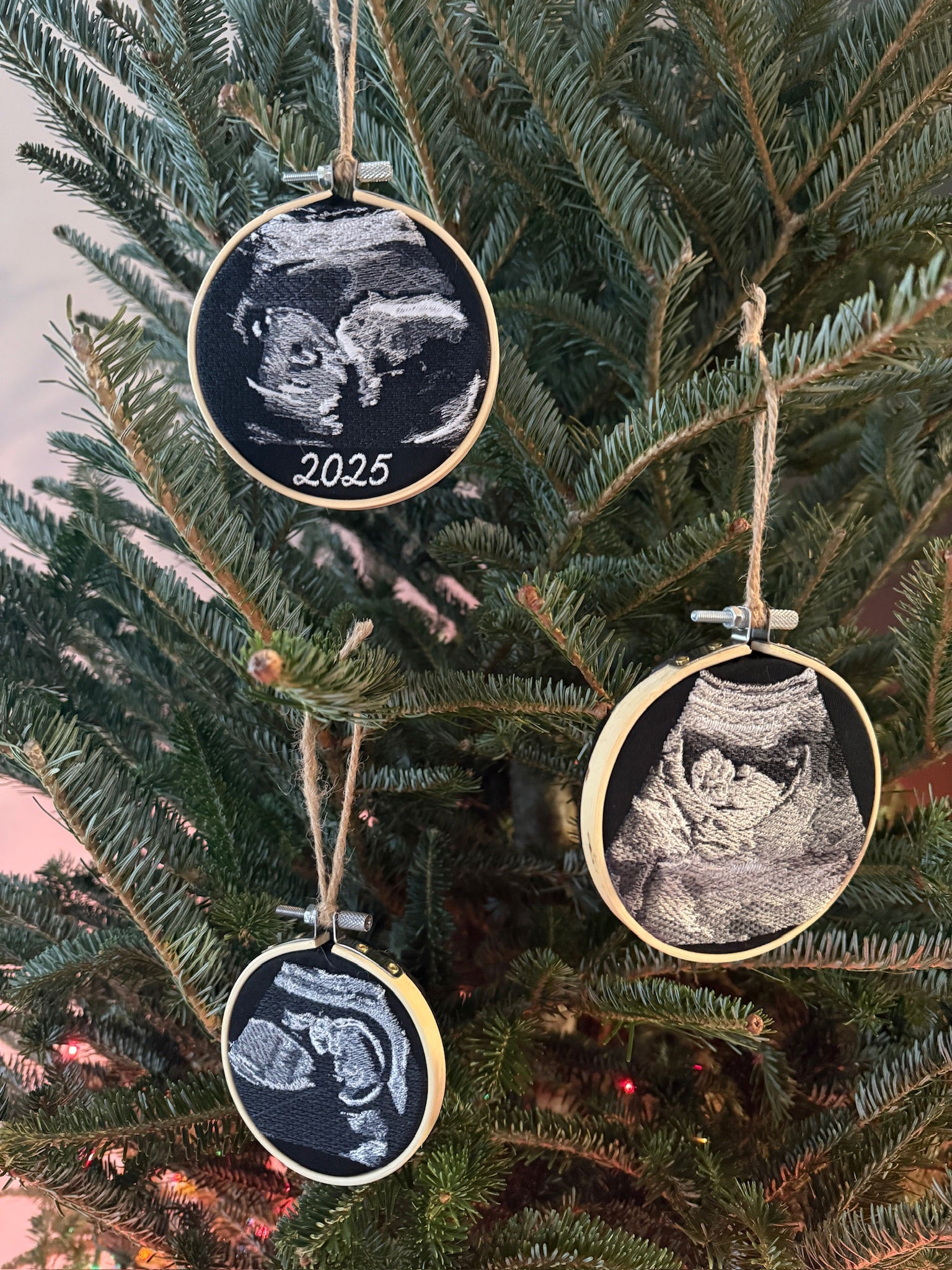 Custom Embroidered Sonogram Hoop Art