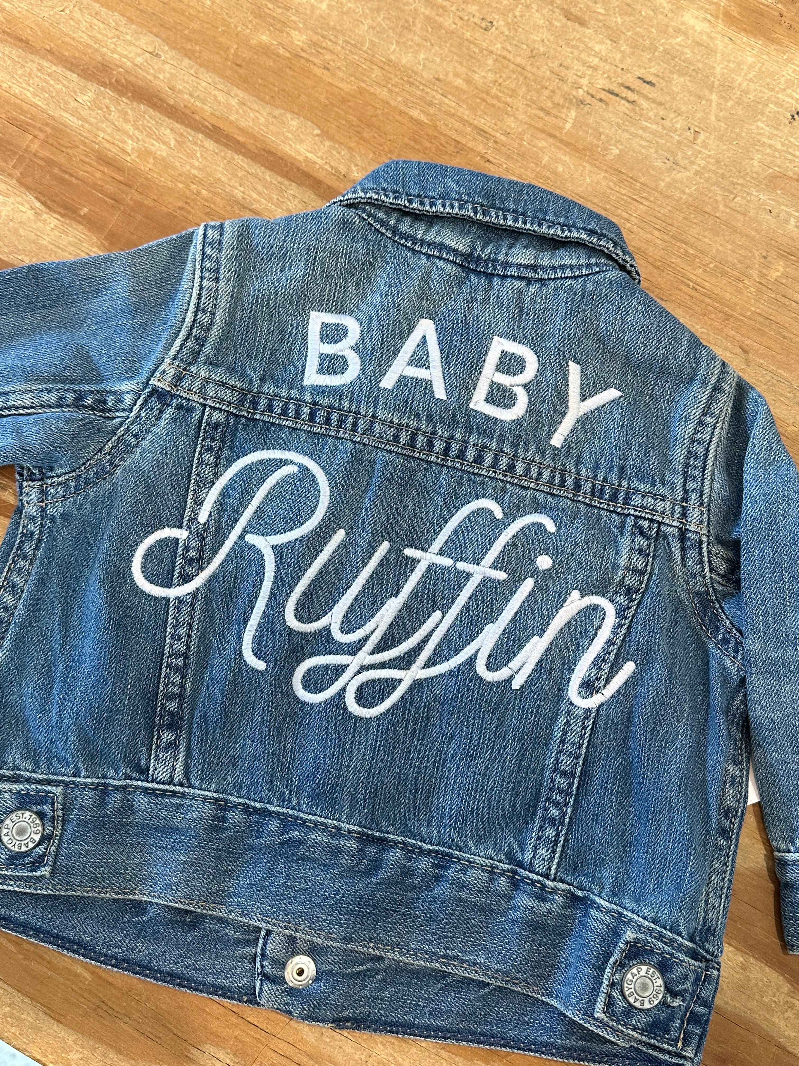 Custom Embroidered Baby Name Denim Jacket