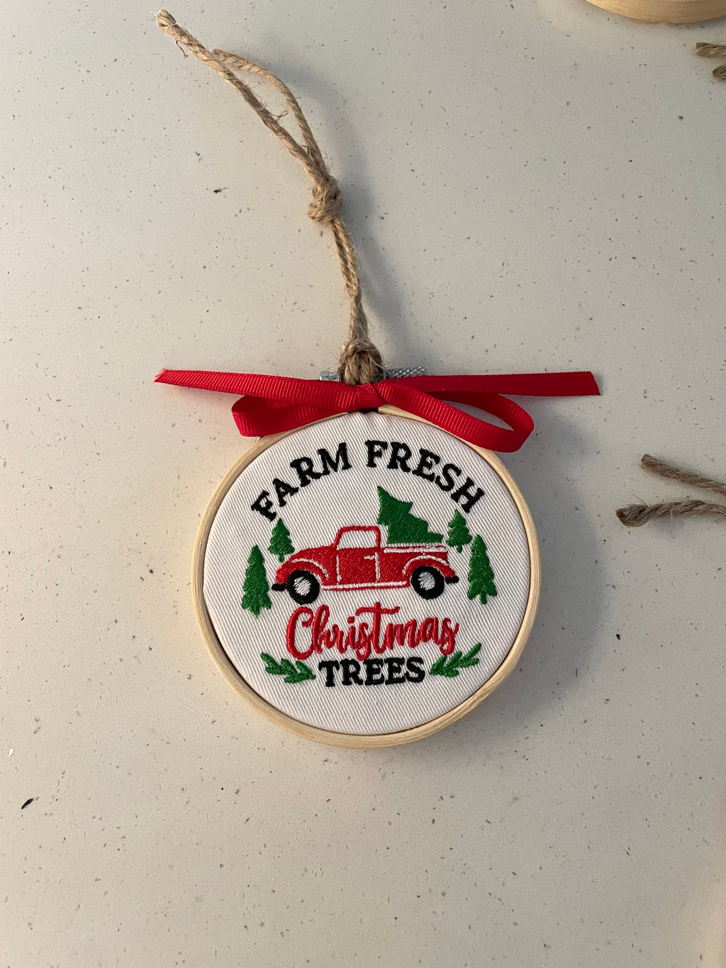 Embroidered Holiday Embroidery Hoop Ornament
