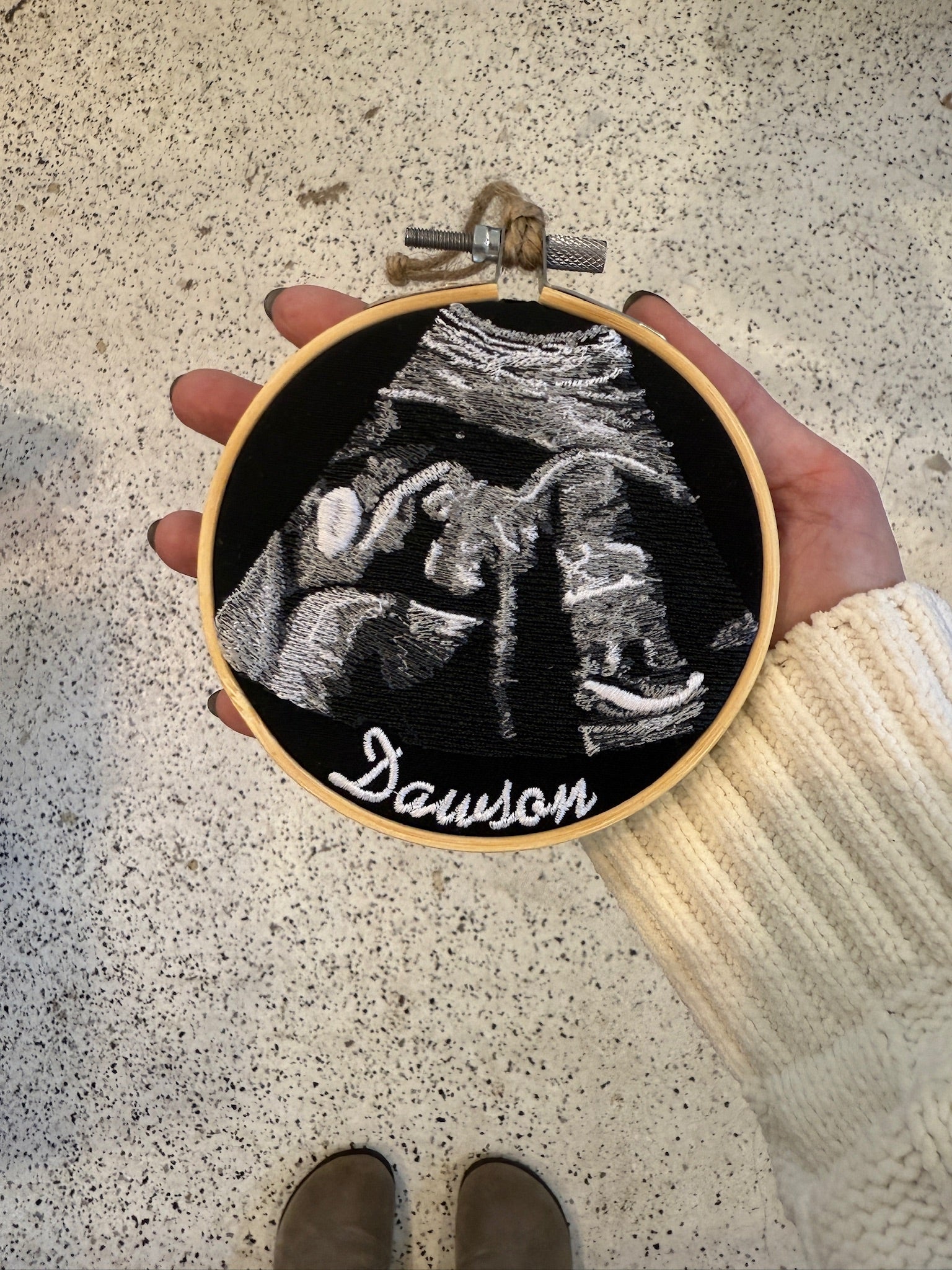 Custom Embroidered Sonogram Hoop Art