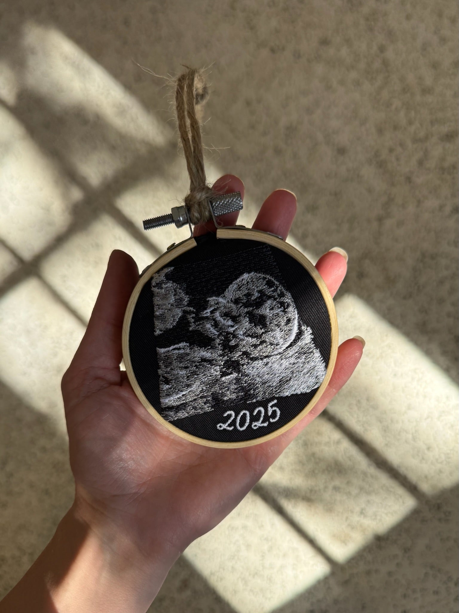 Custom Embroidered Sonogram Hoop Art
