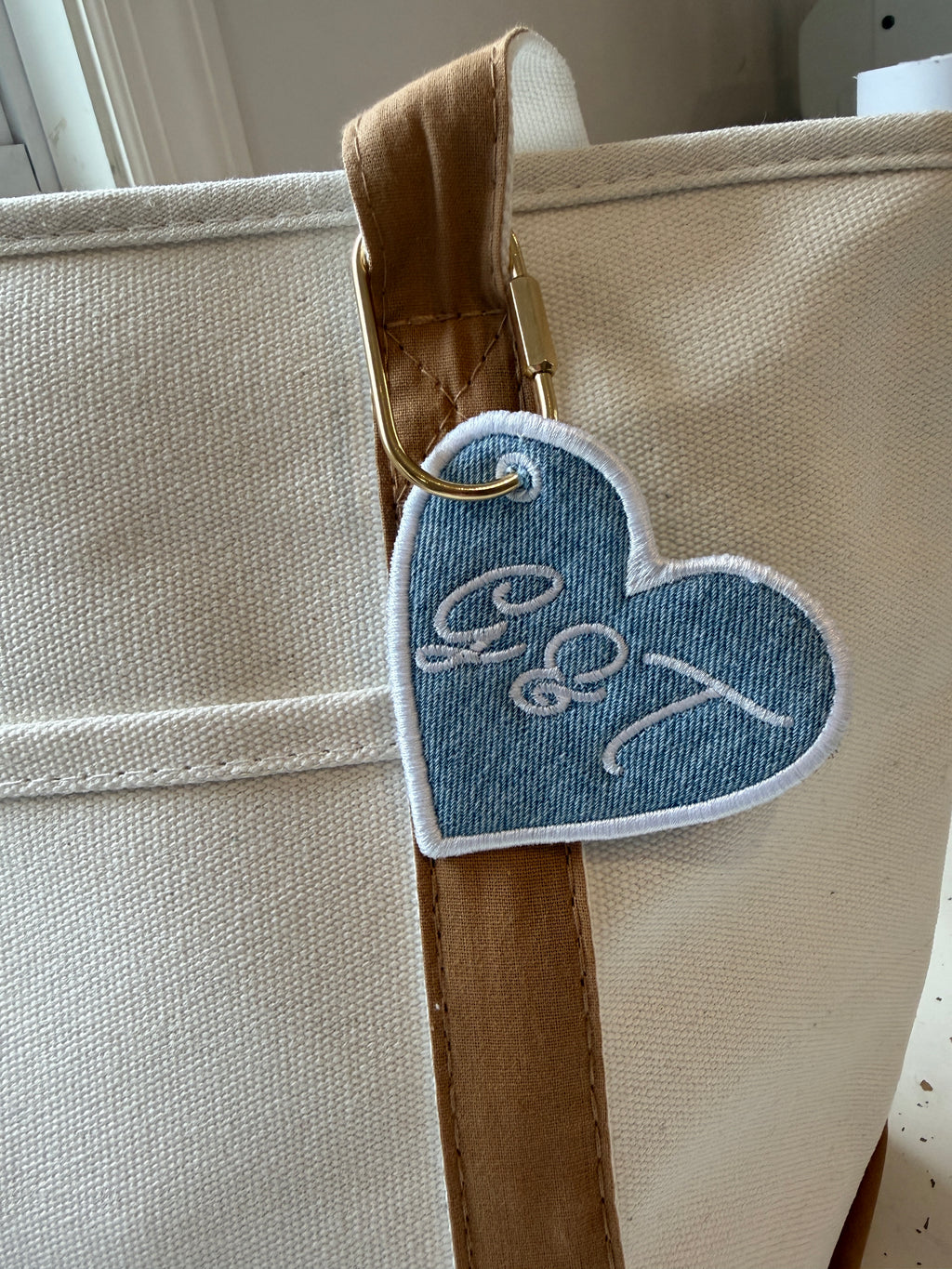 Custom Embroidered Denim Keychain