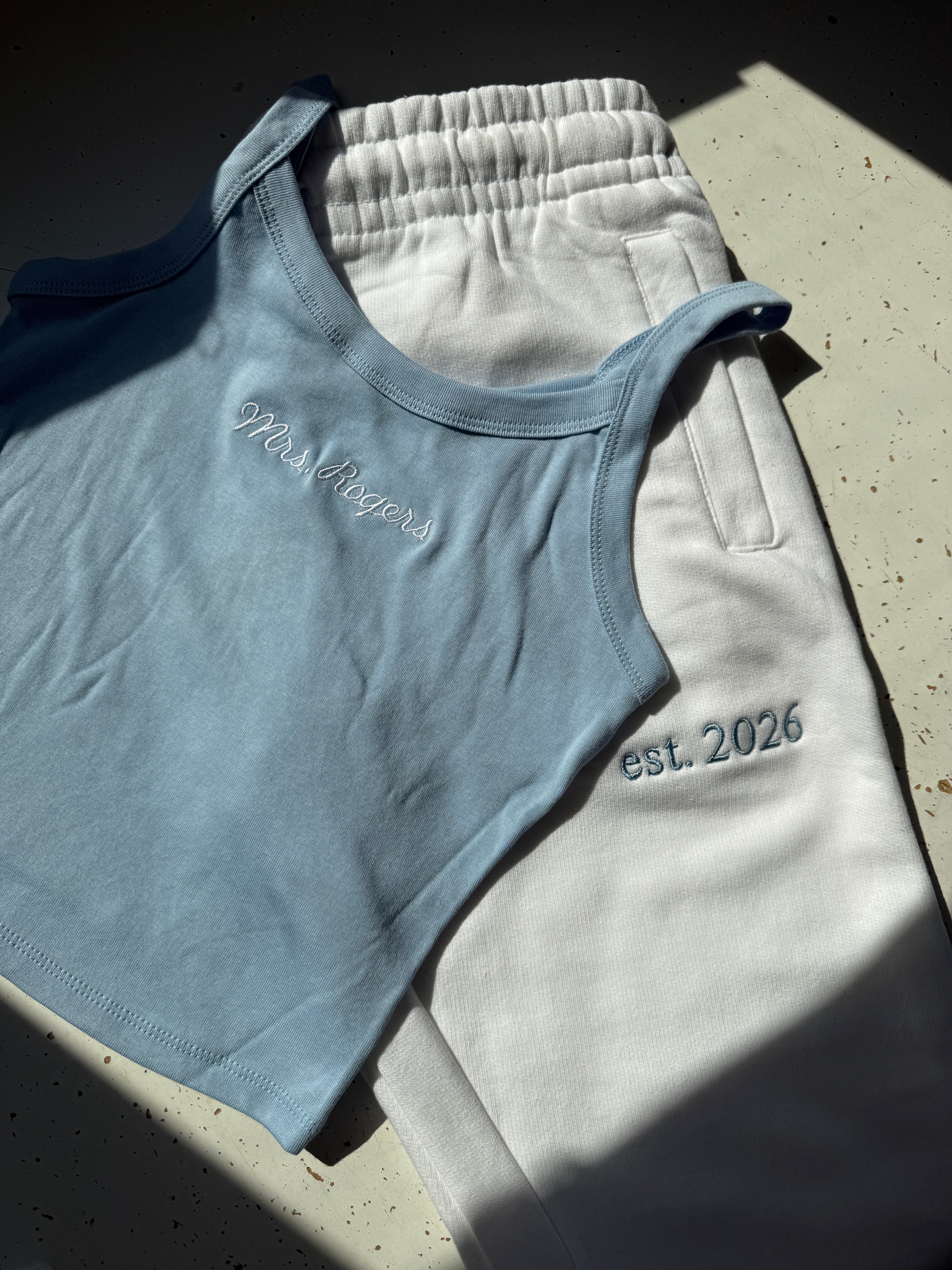 Custom Embroidered Women’s Mrs. Tank and Sweatpants Set