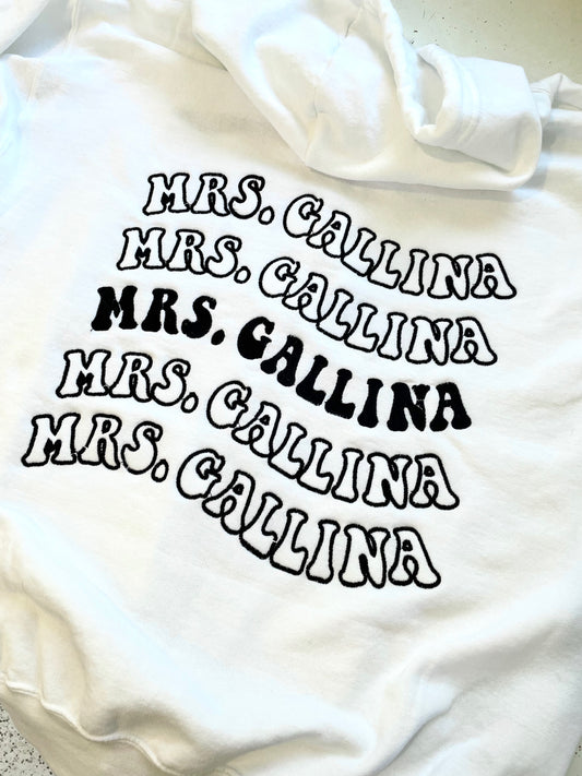 Wavy Groovy Custom Text White Oversized Zip Up Hoodies