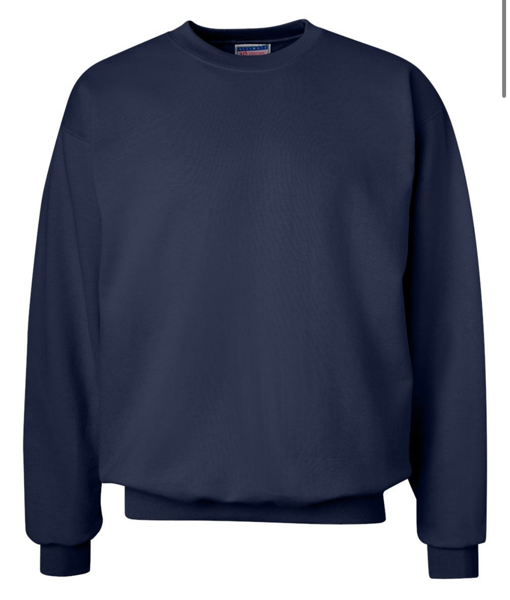 Floral Font Personalized Navy Blue  Crewneck