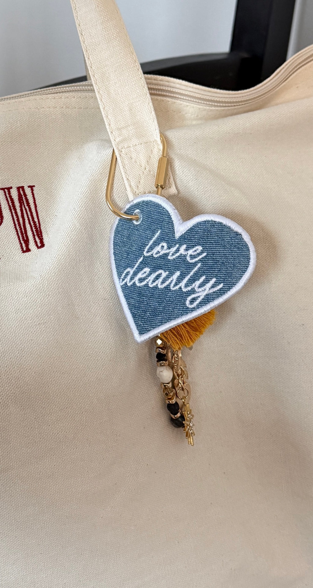 Custom Embroidered Denim Keychain