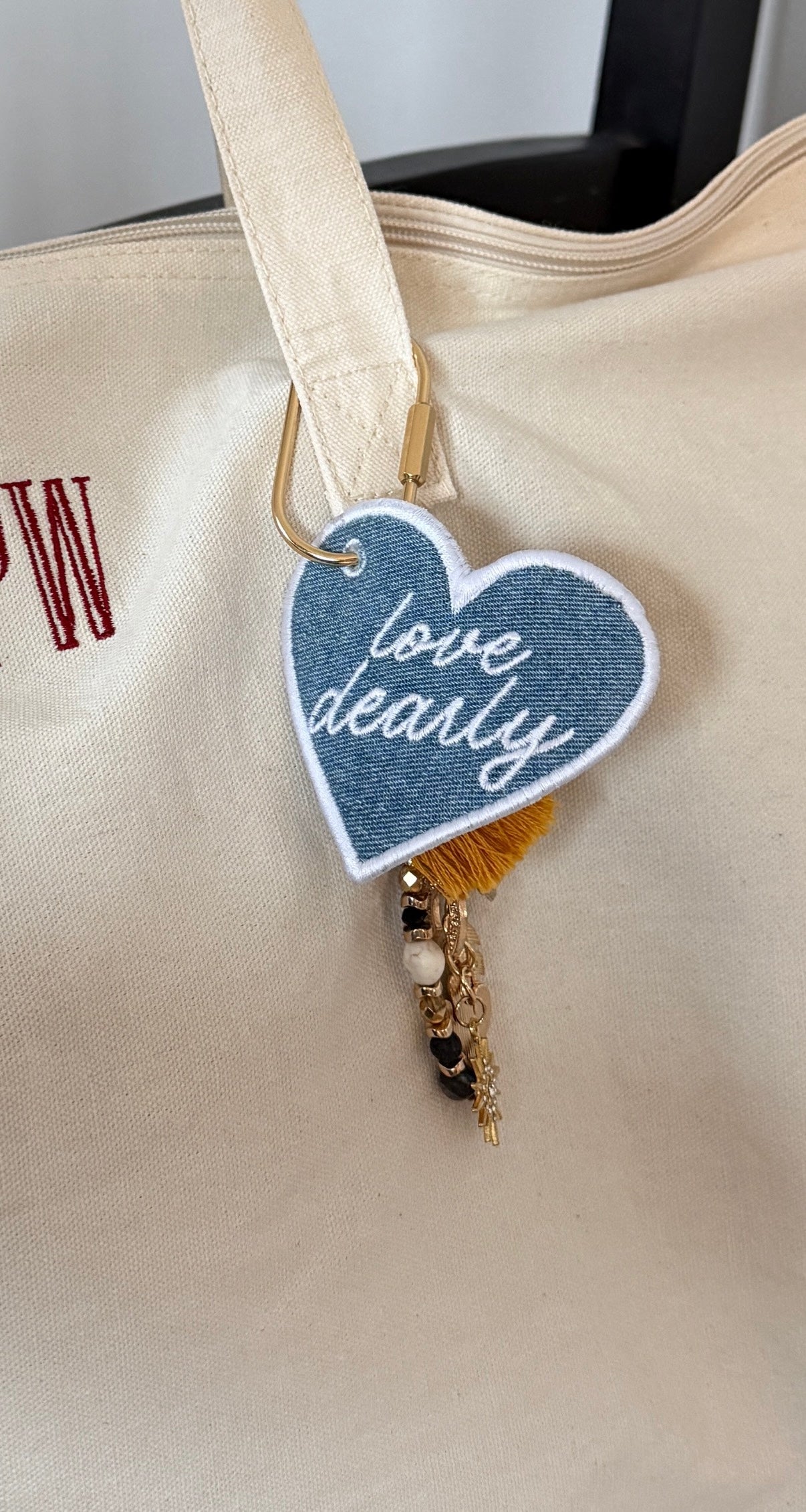 Custom Embroidered Denim Keychain