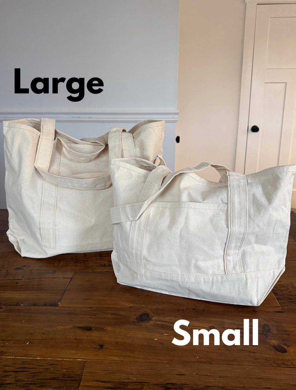 CUSTOM Embroidered Small or Large Natural Tote Bag Choose Your Icons & Text