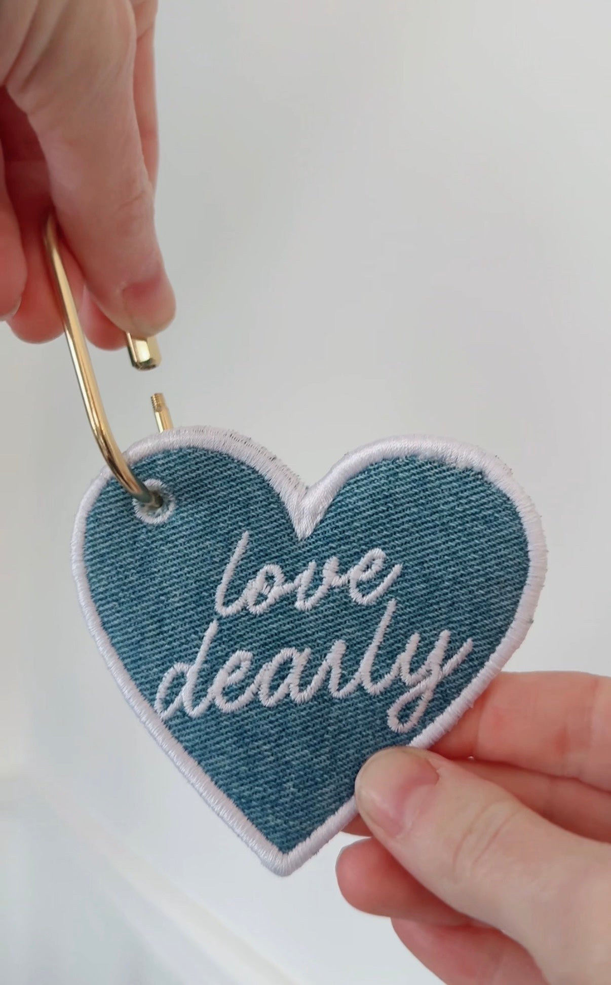 Custom Embroidered Denim Keychain