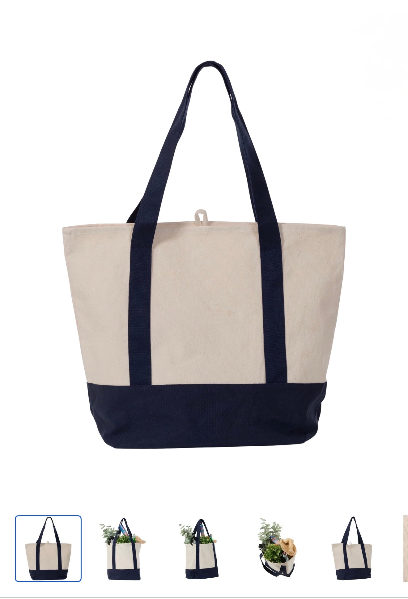 Custom Boater Style Tote With Initials and Icons