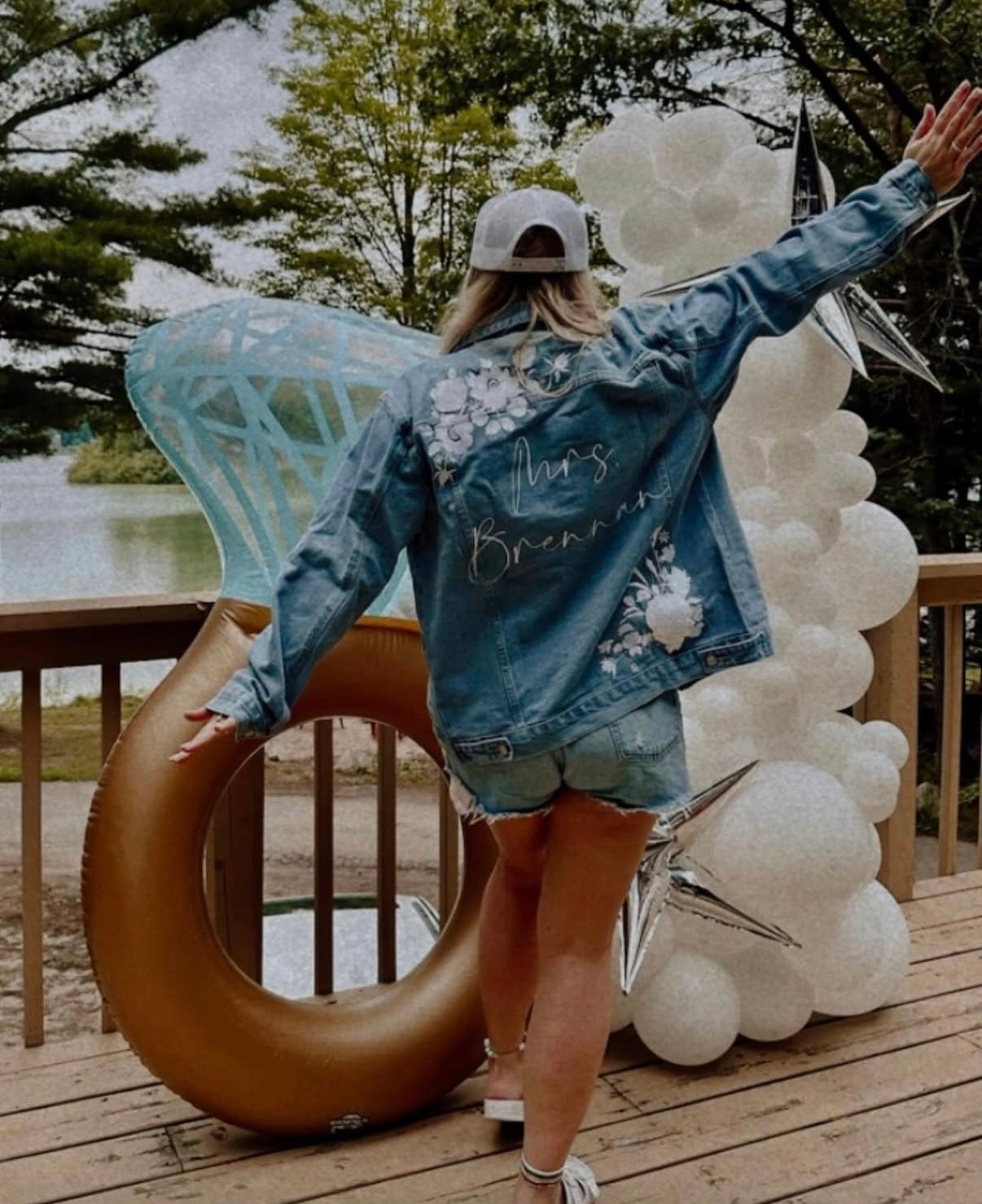 Custom White Floral Women's Relaxed Fit Denim Jacket – Dearly Threaded