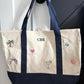 Custom Boater Style Tote With Initials and Icons
