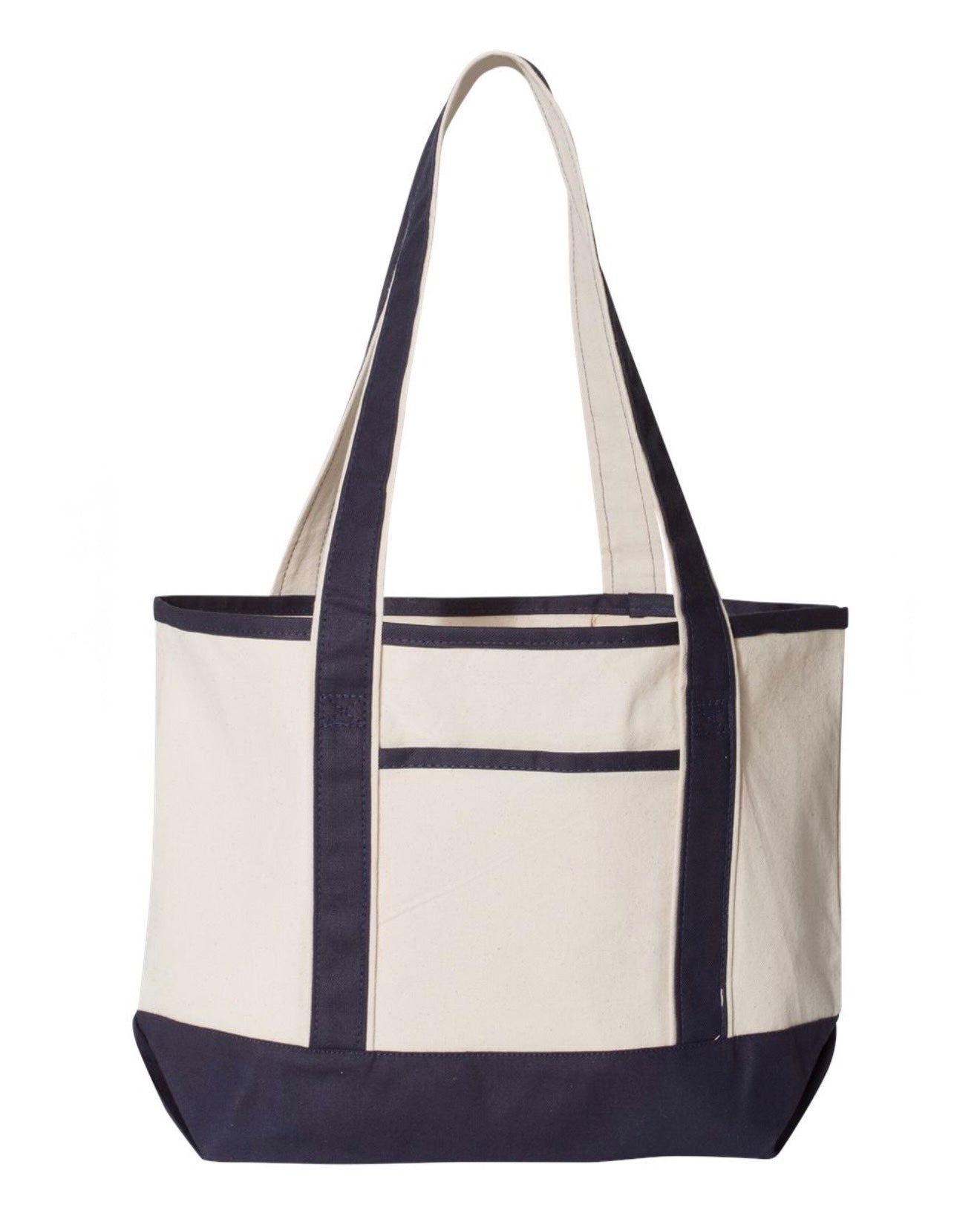 Custom Navy Trim 12oz Tote With Initials and Icons