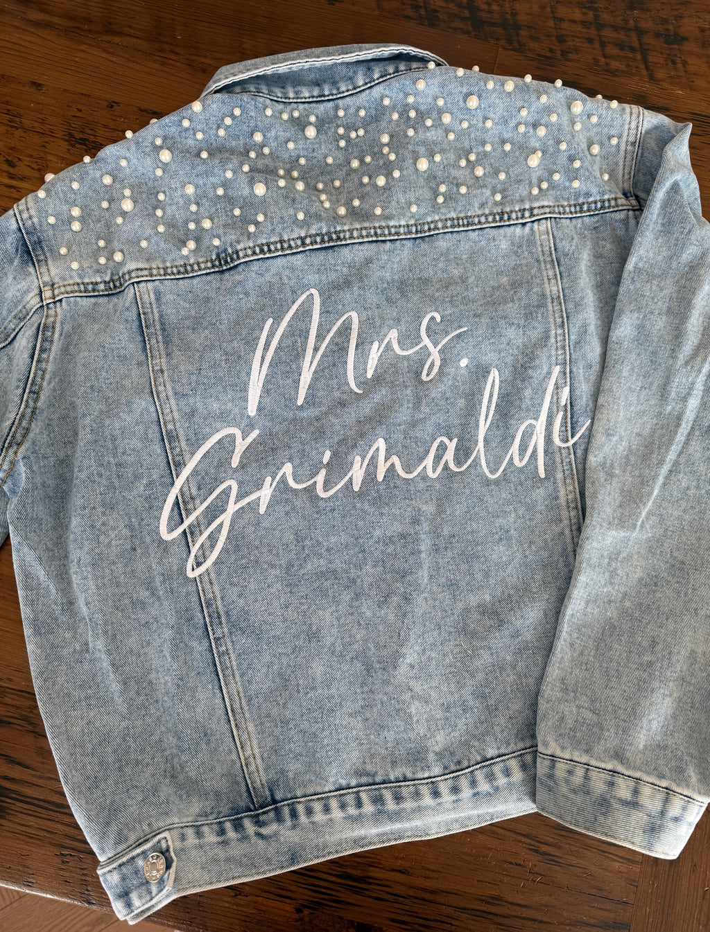 Custom Embroidered Scattered Beaded Pearl Jacket