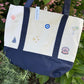 Custom Boater Style Tote With Initials and Icons
