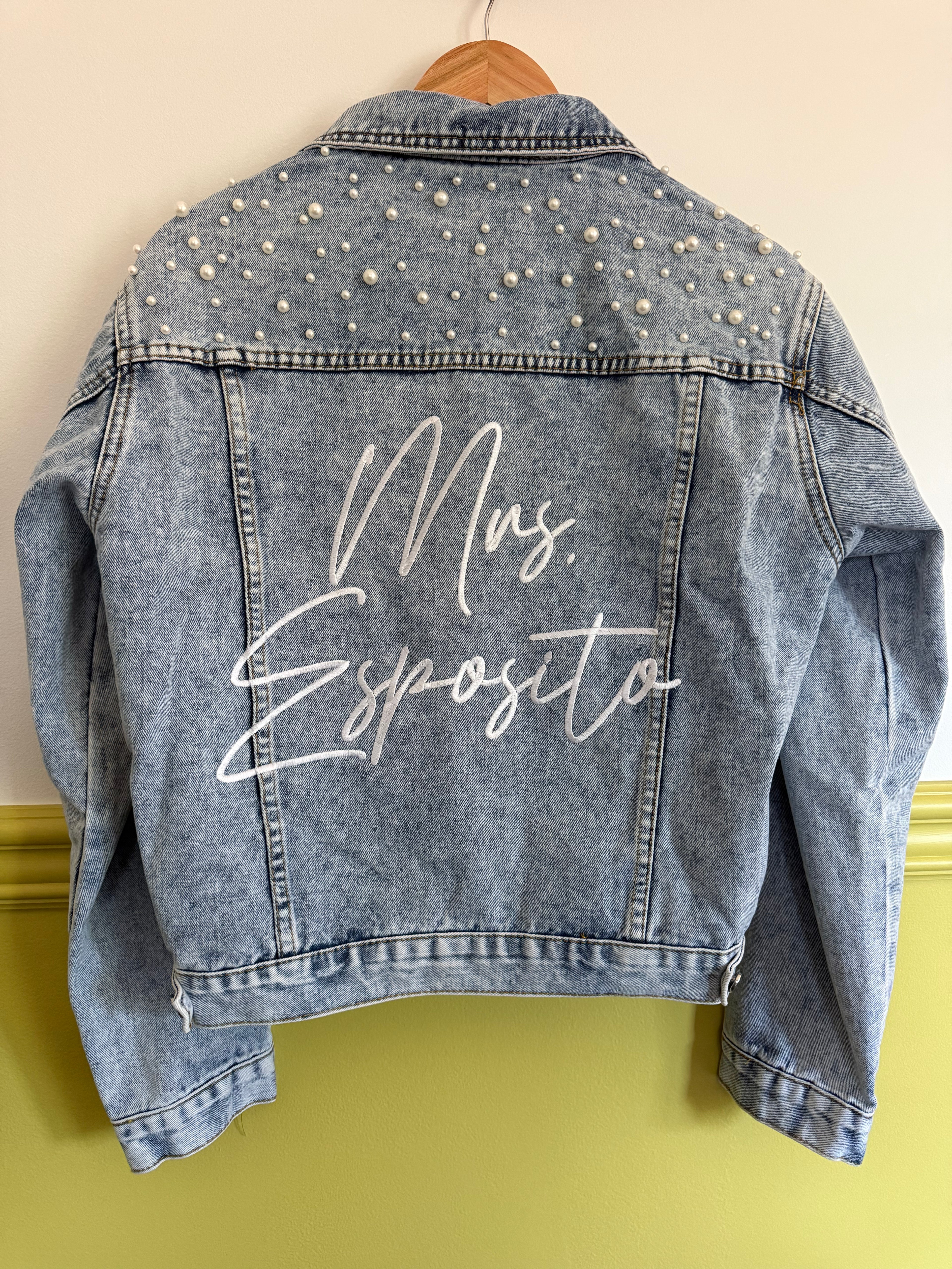 Custom Embroidered Scattered Beaded Pearl Jacket