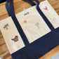 Custom Boater Style Tote With Initials and Icons