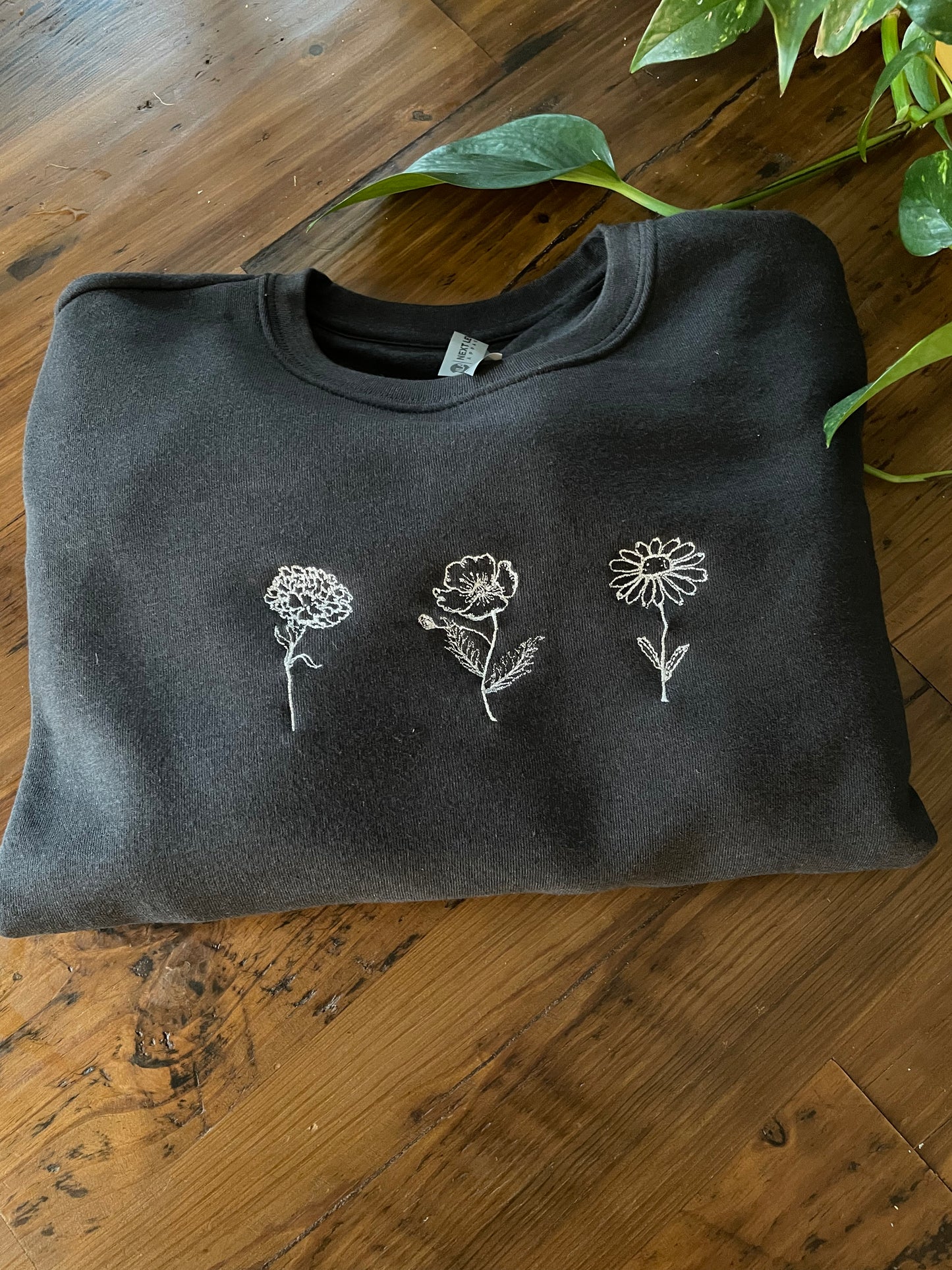 Embroidered Dainty Birth Flower Unisex Crewneck Sweatshirt