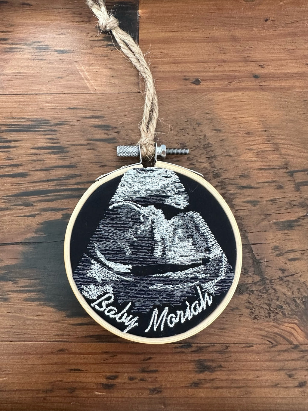 Custom Embroidered Sonogram Hoop Art