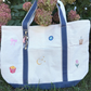 CUSTOM Embroidered Large Structured Boat Style Tote Bag With Initials and Icons